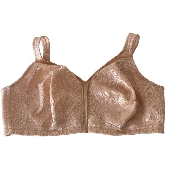 WIRELESS PLUS SIZE BRA WIDE STRAPS FULL COVERAGE NUDE TAN 46DDD/F NO TAG - Picture 1 of 15